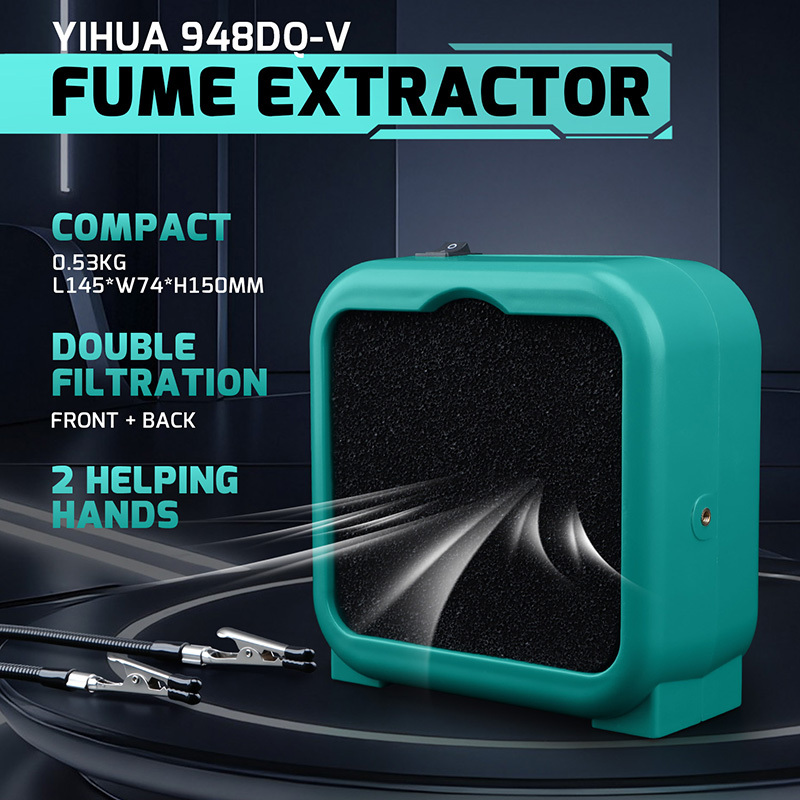 YIHUA 948DQ-V Soldering Fume Extractor with Flexible Clamp & Dual Filter System