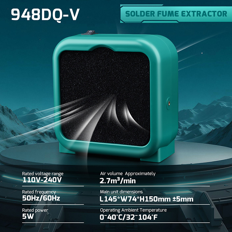 YIHUA 948DQ-V Soldering Fume Extractor with Flexible Clamp & Dual Filter System