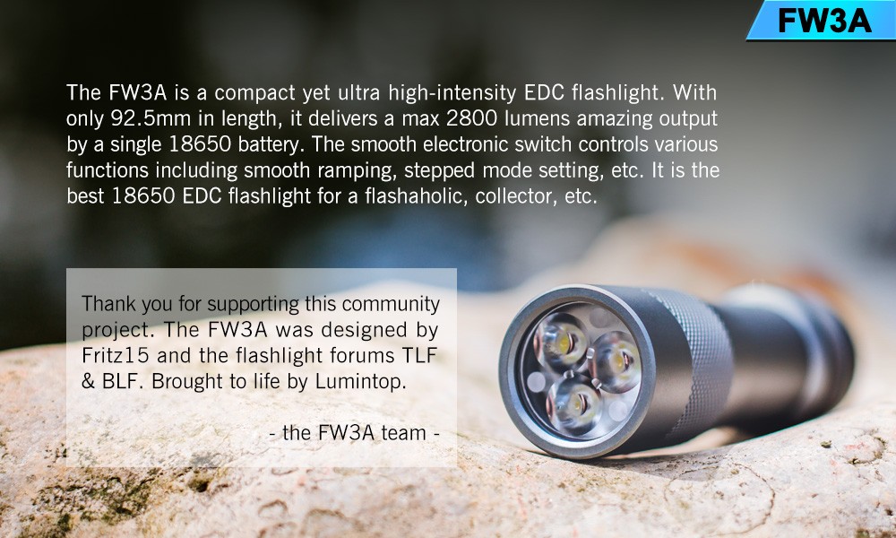 Lumintop FW3A 2800 Lumens BLF 18650 EDC Flashlight