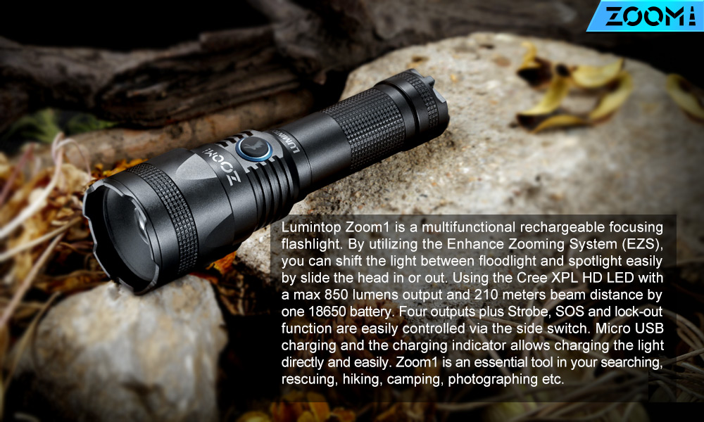 Lumintop Zoom1 850 Lumens Rechargeable Zoomable 21700 Flashlight