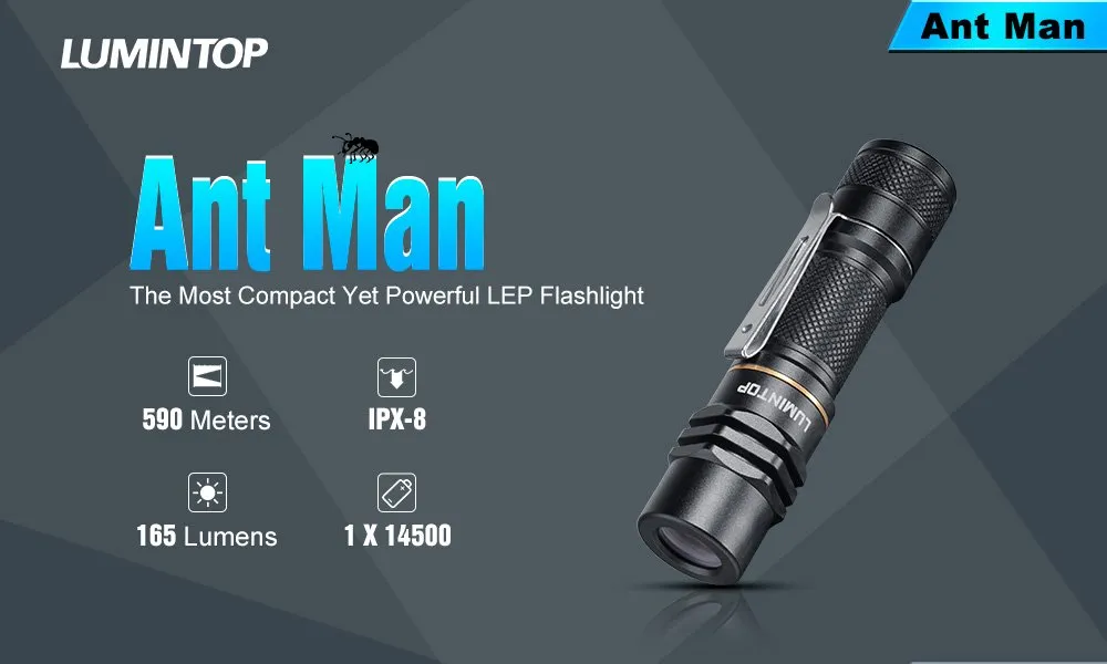 Lumintop Ant Man Thor Mini 165LM 590M 14500 LEP Mini Flashlight