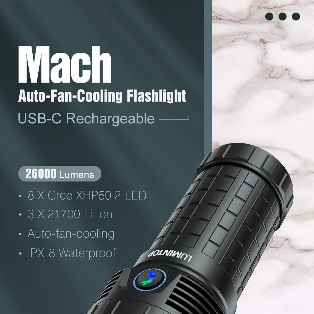 Lumintop Mach 26000 Lumens USB-C Rechargeable Fan Cooling LED