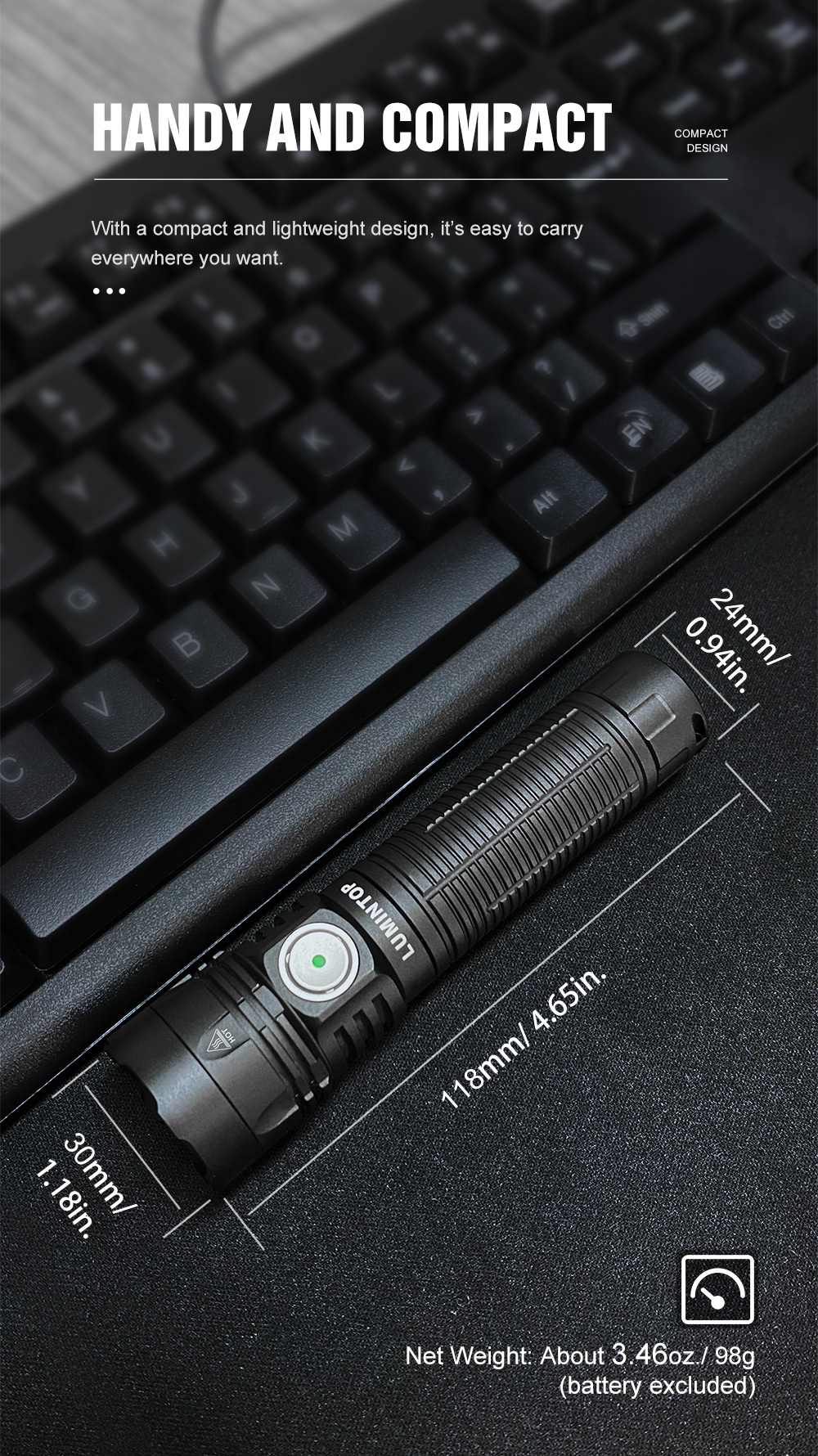 Lep Usb Lumintop W1 650M 600LM Multi-light Source LEP Flashlight with USB-C ...