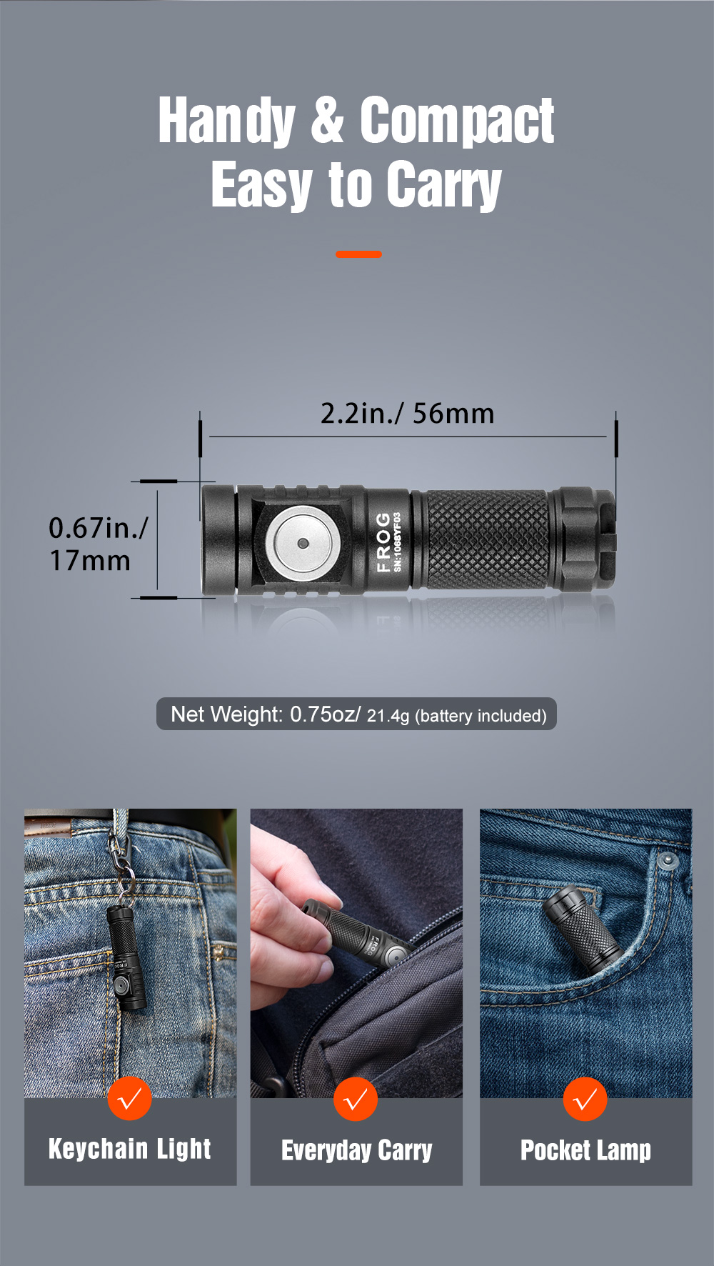 Lumintop Frog 3.0 700 Lumens USB-C Rechargeable EDC Mini