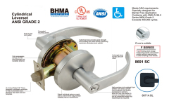 ANSI Grade 2 Heavy Duty Tubular Lock Lever Handle Lock Stainless Steel Zinc Alloy Body