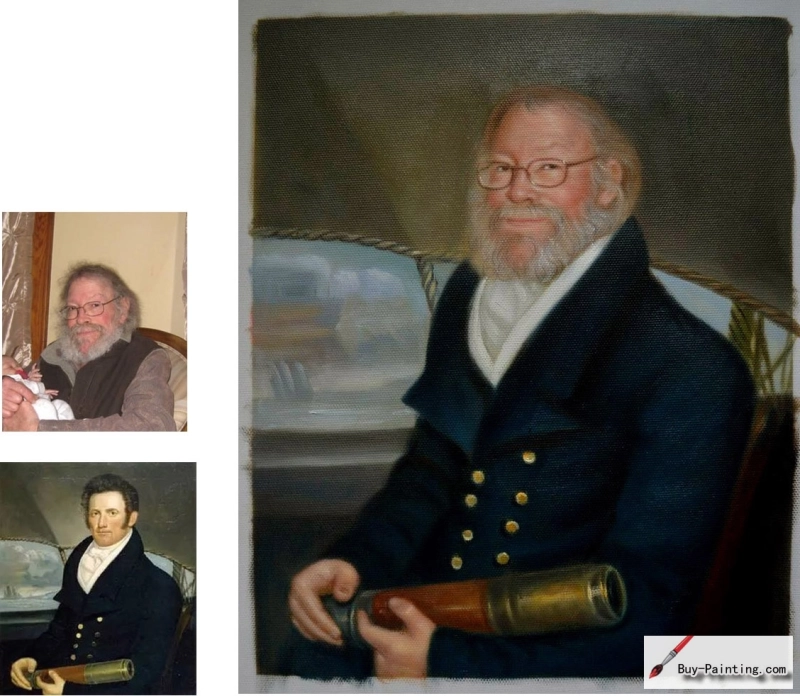 Custom oil portrait from photos-One older men