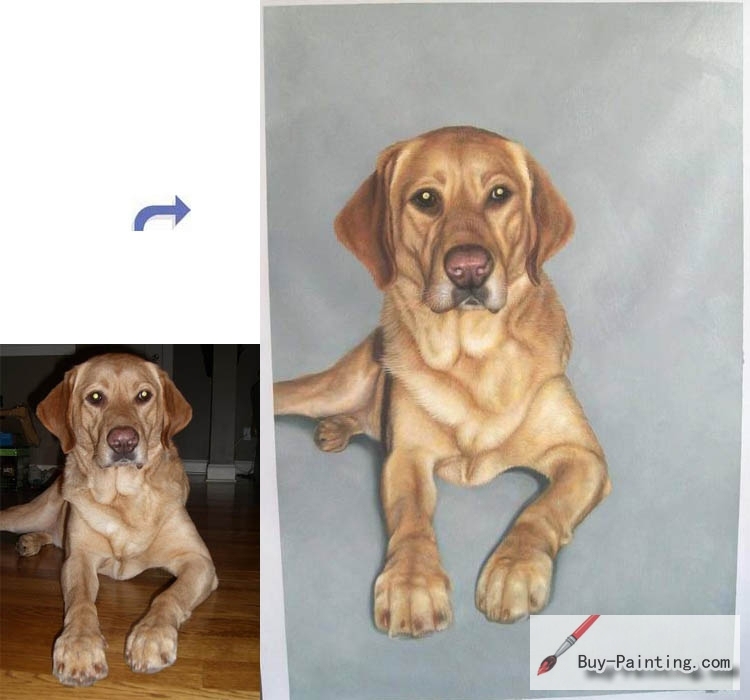 Custom Pet Portrait-Big yellow dog