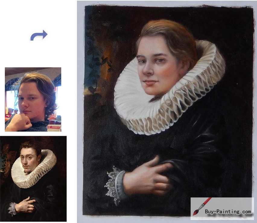 Custom oil portrait,Face onto famous painting,Hand painted original ...