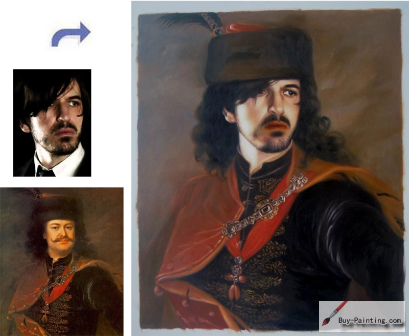 Custom oil portrait-General in red