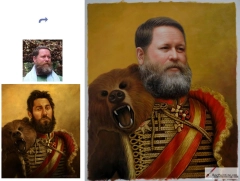 Custom oil portrait-Old general hunting