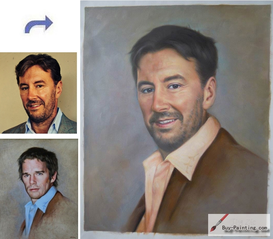 Custom oil portrait-Happy man