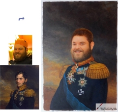 Custom oil portrait-General with a big beard