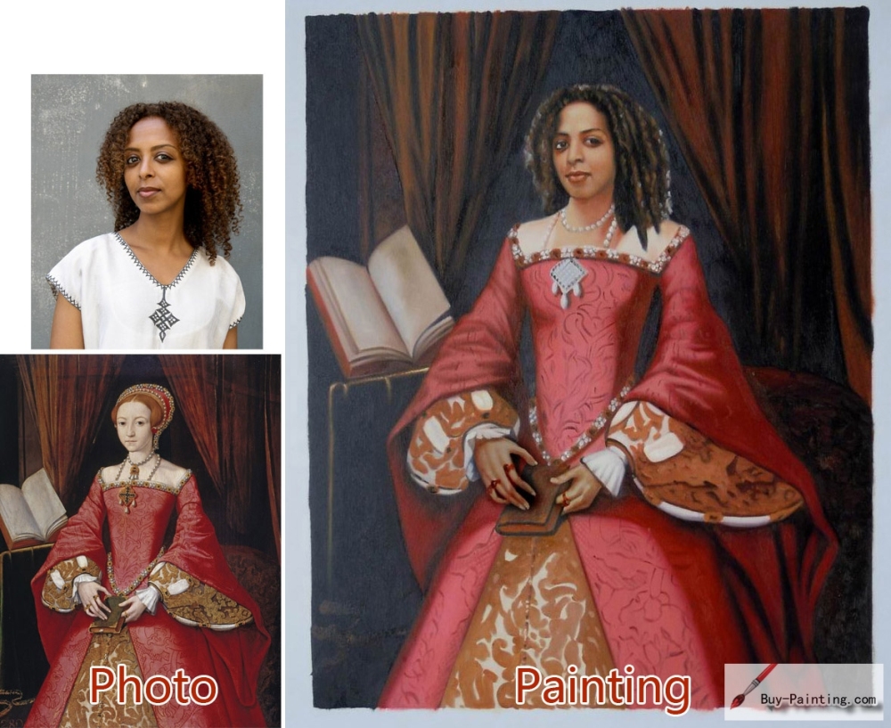 Custom oil portrait-A woman with a book in hand