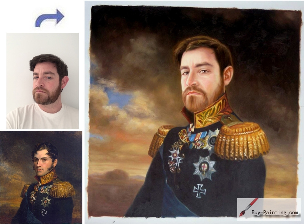Custom oil portrait-The general looking forward