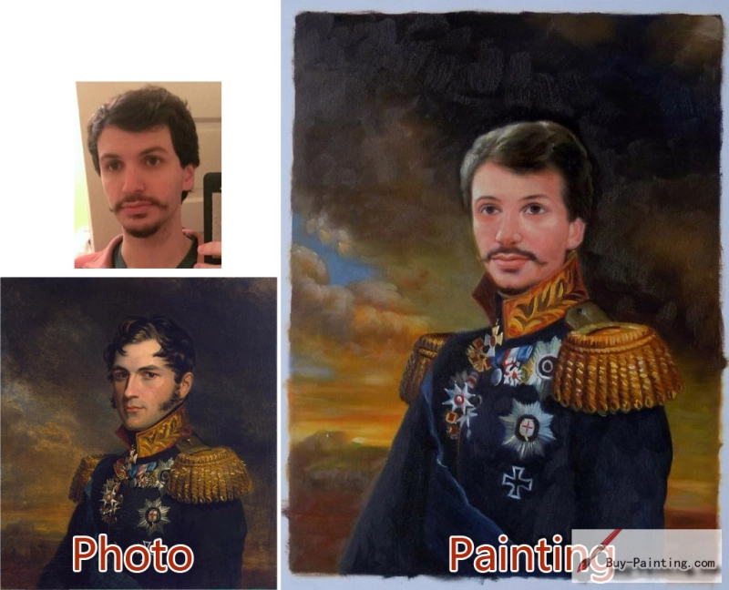 Custom oil portrait-A bearded general