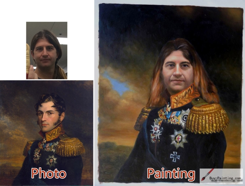 Custom oil portrait-The general's long blonde hair