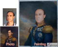 Custom oil portrait-The general looks serious