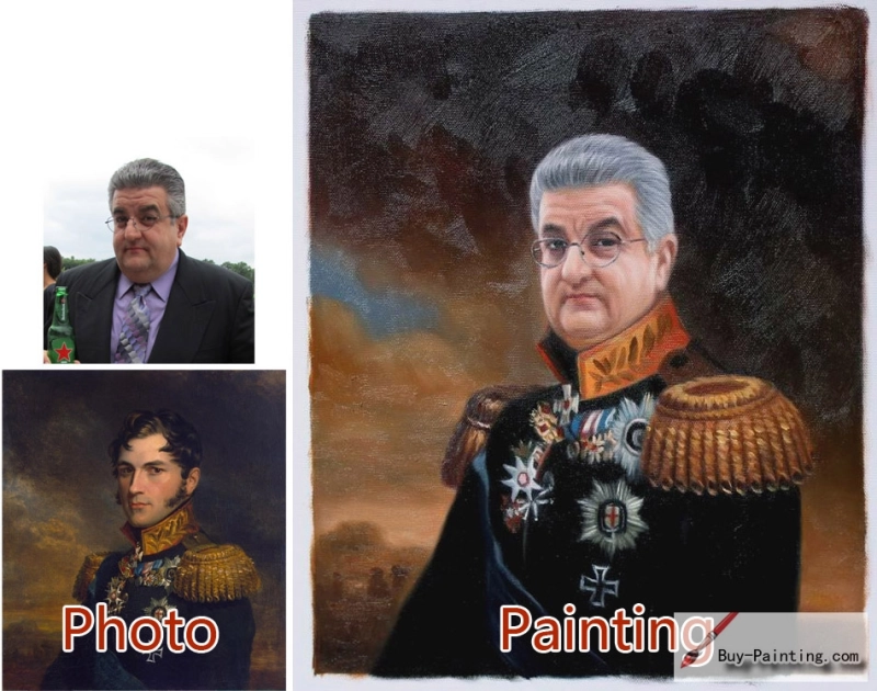 Custom oil portrait-General gray hair