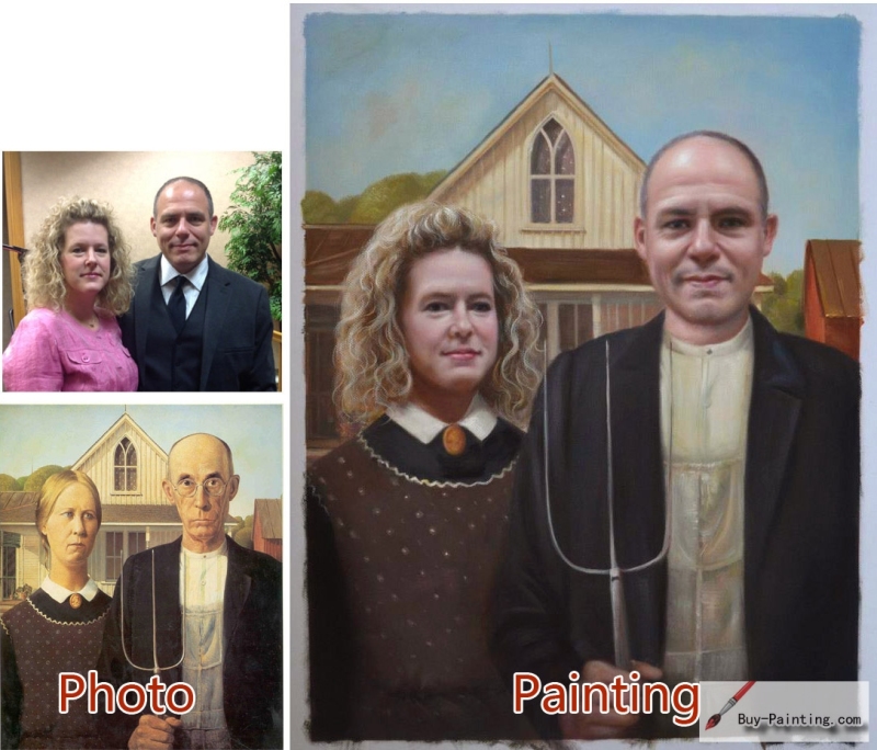 Custom oil portrait-Middle-aged husband and wife