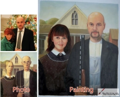 Custom oil portrait-American Gothic