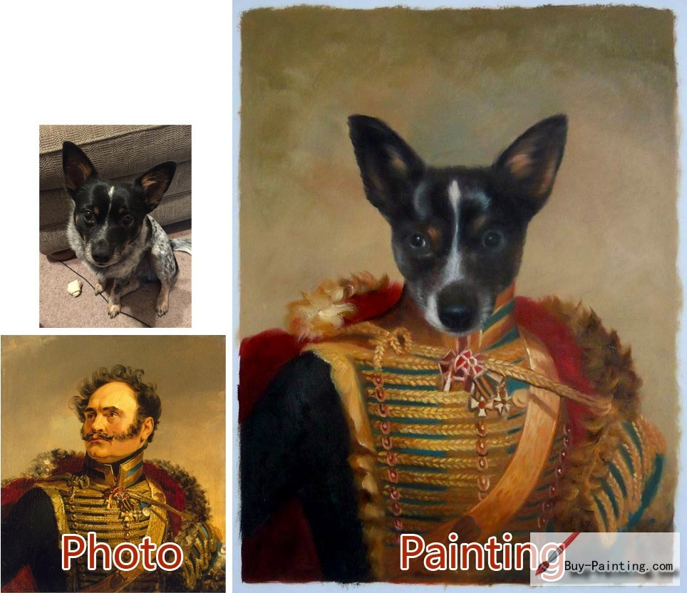 Custom oil portrait-Dog with pointed ears