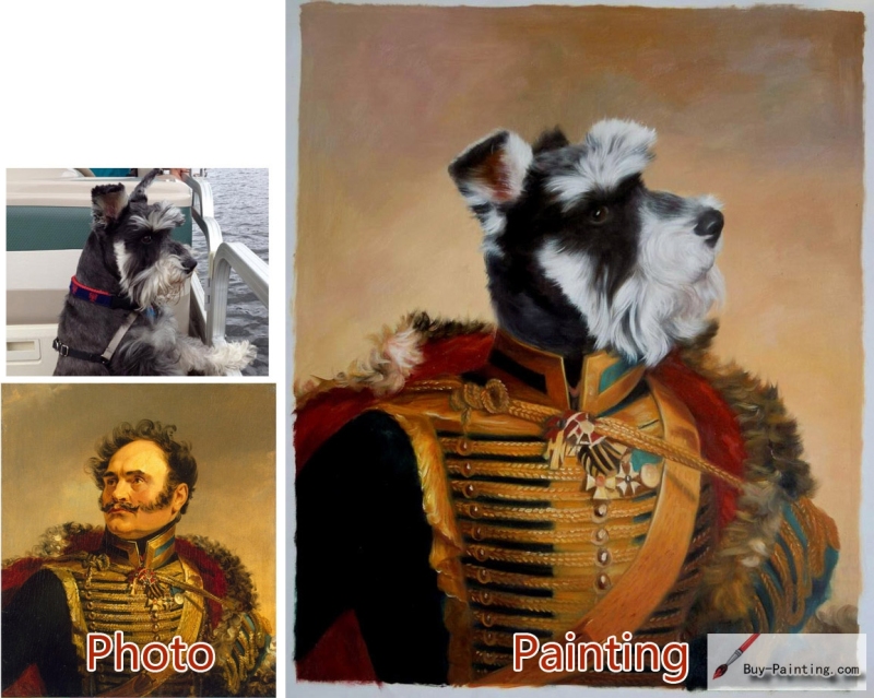Custom oil portrait-The dog staring at the front