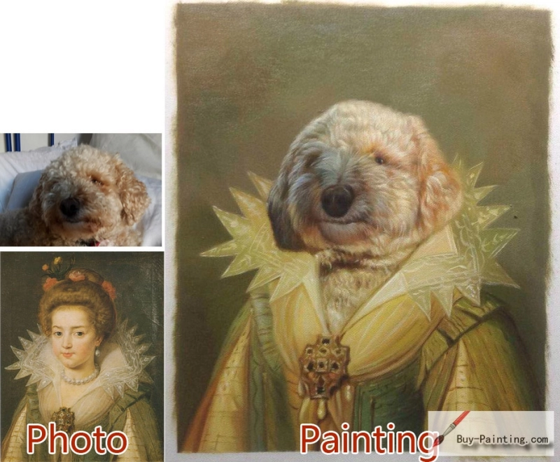 Custom oil portrait-The dog lady reading