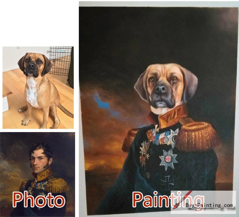 Custom oil portrait-The dog staring at the front