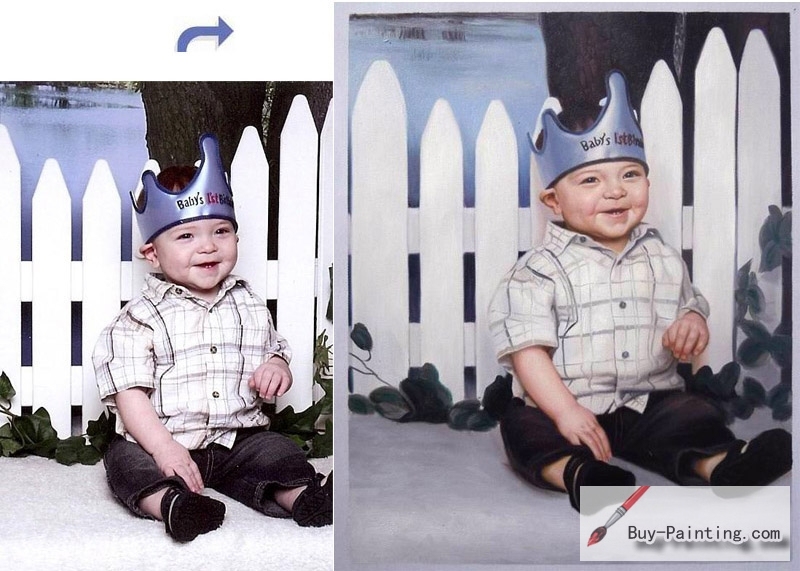 Custom Child Portrait-A boy in a hat