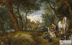Miracle of Saint Hubert, painted together with Jan Bruegel, 1617