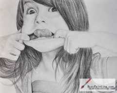 Custom Drawing-A girl making faces