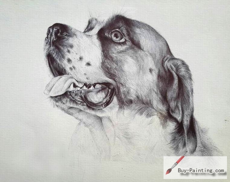 Custom Pencil Drawing-A dog in a hat