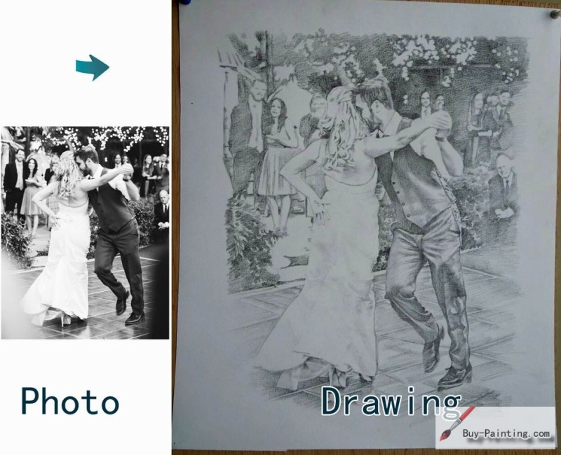 Custom Drawing-Couple dancing