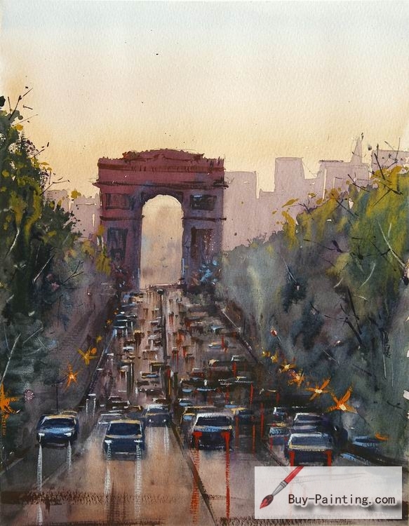 Watercolor painting-Original art poster-Triumphal Arch