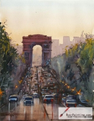 Watercolor painting-Original art poster-Triumphal Arch