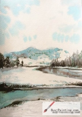 Watercolor painting-Winter Creek