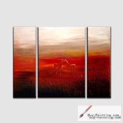 Horses in the red field