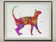 Watercolor Painting-Original Fine Art-Unique Art print Gift-Home Wall Decor Artwork-Cat-A06