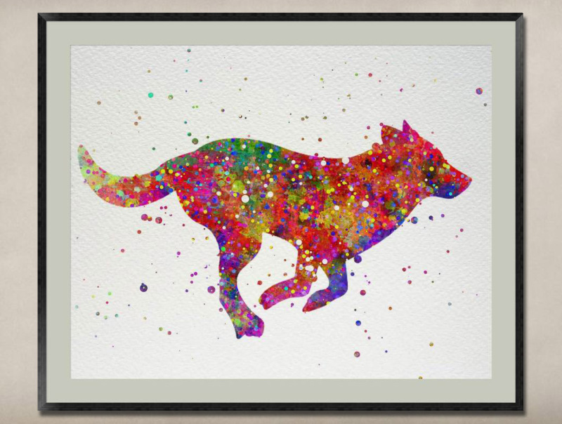 Watercolor Painting-Original Fine Art-Unique Art print Gift-Home Wall Decor Artwork-Wolf-A010