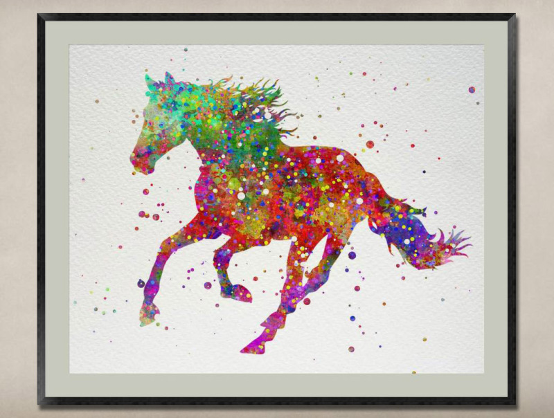 Watercolor Painting-Original Fine Art-Unique Art print Gift-Home Wall Decor Artwork-Horse-A05