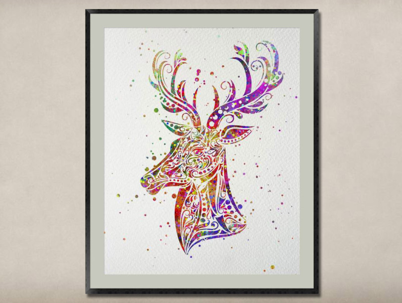 Watercolor Painting-Original Fine Art-Unique Art print Gift-Home Wall Decor Artwork-Deer-A07