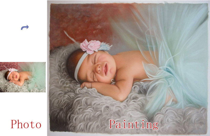 Custom Oil Portrait From Photos, Hand Painted Oil Painting On Canvas