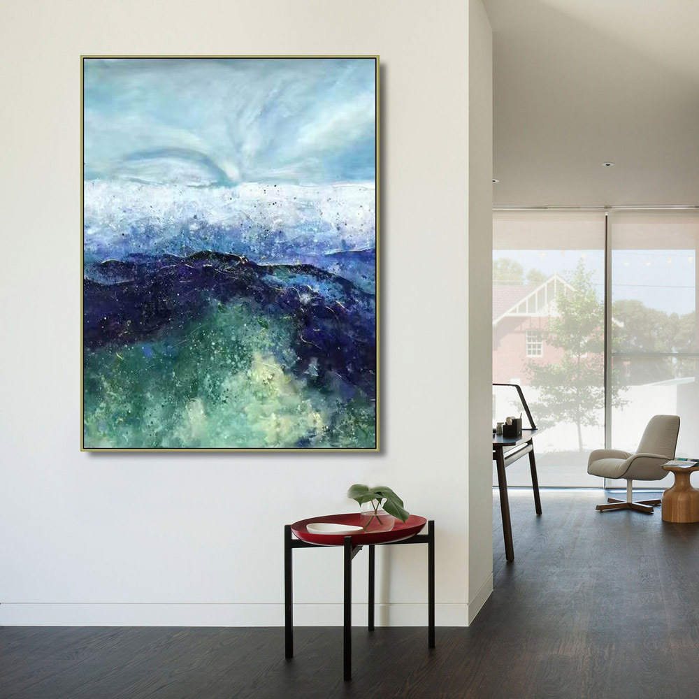 Hand Painted Canvas Paintings, Original Painting, Contemporary Art, Paintings on canvas art, Abstract Painting Blue green White, Extra Large wall art