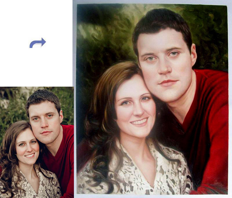 Custom Oil Portrait Couple Painting, Couple Portrait Painting, Hand Painted Oil Painting From Photos