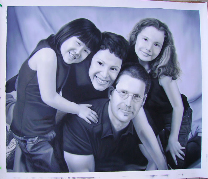 Custom Oil Portrait Painting,Black and White Portrait, Hand Painted Oil Painting From Photos