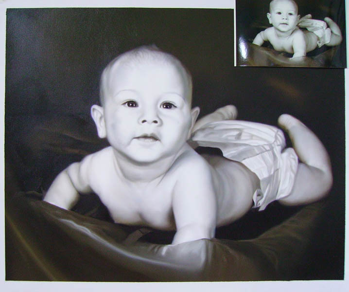 Custom Oil Portrait Painting,Black and White Portrait, Hand Painted Oil Painting From Photos