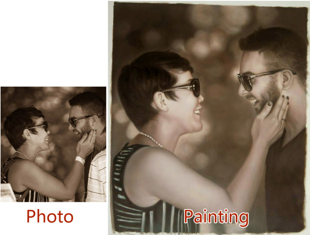 Custom Oil Portrait Couple Painting, Couple Portrait Painting, Hand Painted Oil Painting From Photos