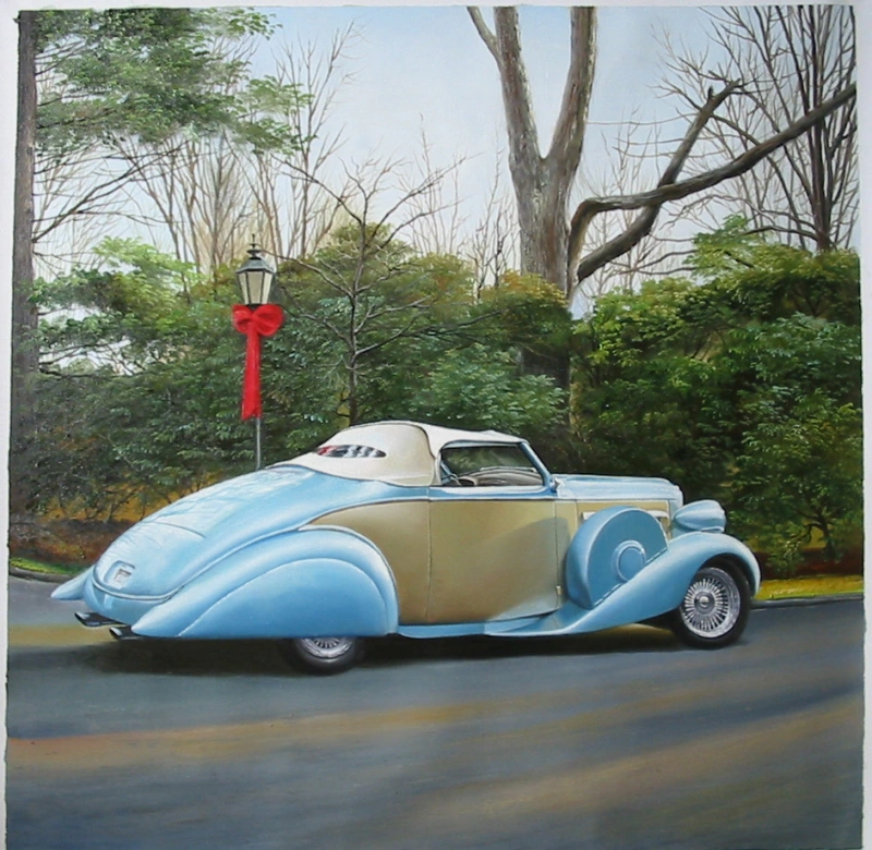 Custom Oil Portrait Car Painting, Car Portrait Painting, Hand Painted Oil Painting From Photos
