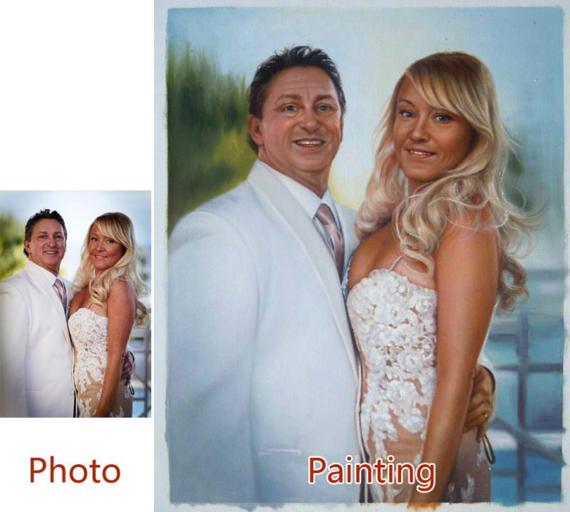 Custom Oil Portrait Couple Painting, Couple Portrait Painting, Hand Painted Oil Painting From Photos