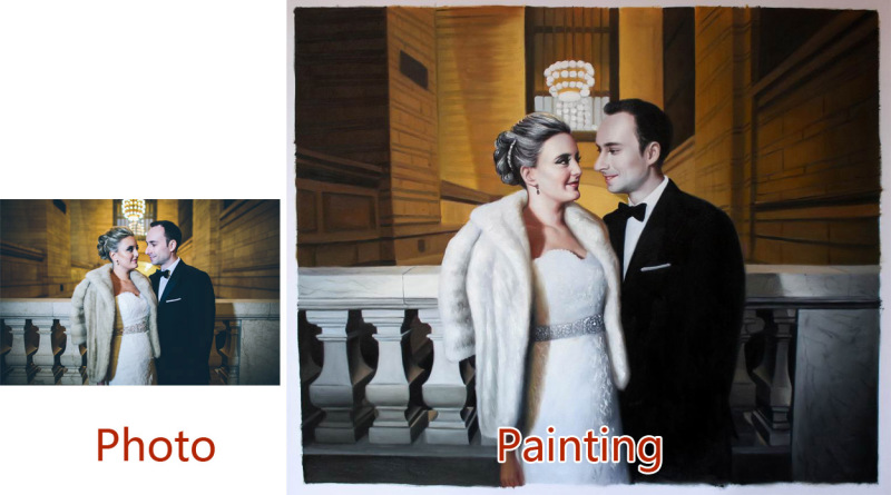 Custom Oil Portrait Couple Painting, Couple Portrait Painting, Hand Painted Oil Painting From Photos